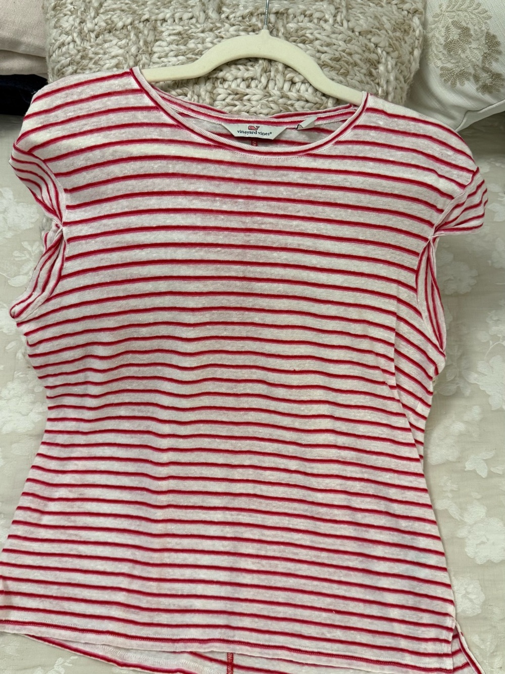 Vineyard Vines Pink and White Striped Short-Sleeve Tee